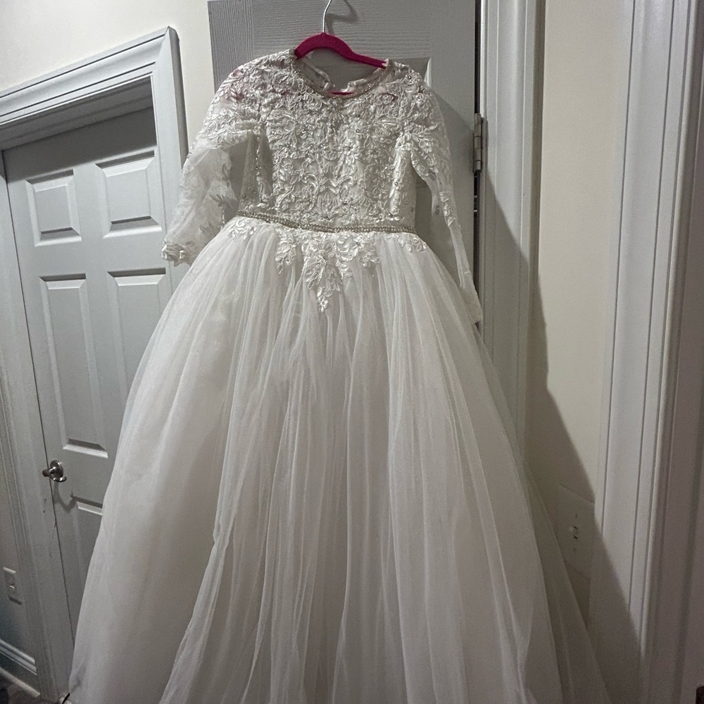 Mary’s communion dress with custom embellishments